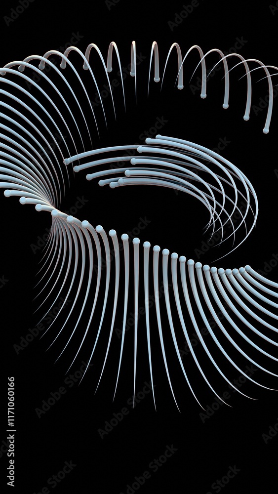 Leinwandbilder abstract 3d spiral structure with smooth curves on black background