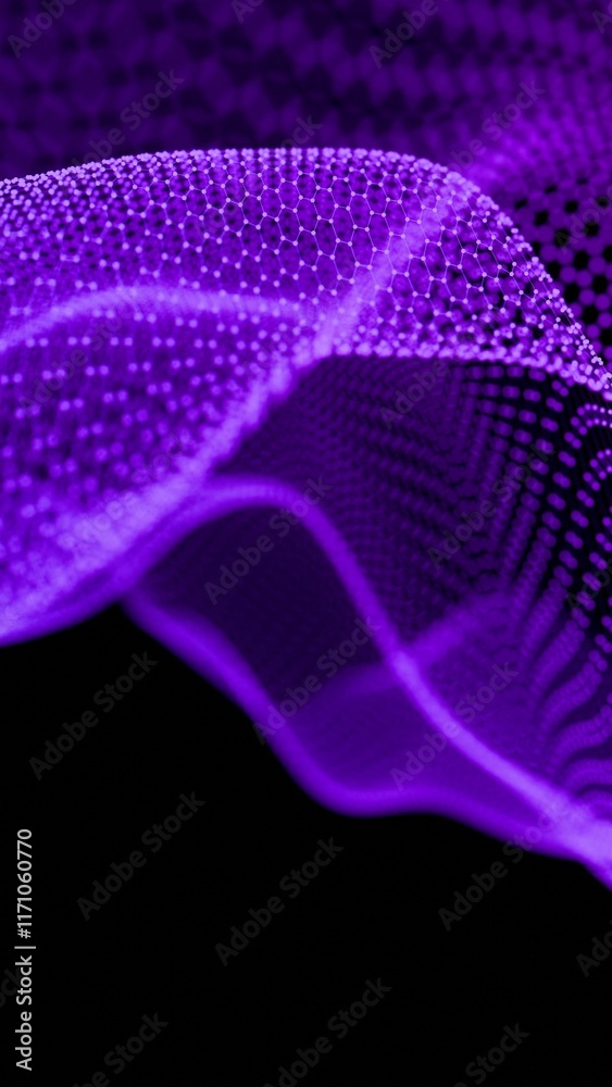 Aufkleber hexagonal grid with flowing blue abstract mesh on black background