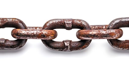 Obraz premium Old rusty chain isolated on white background