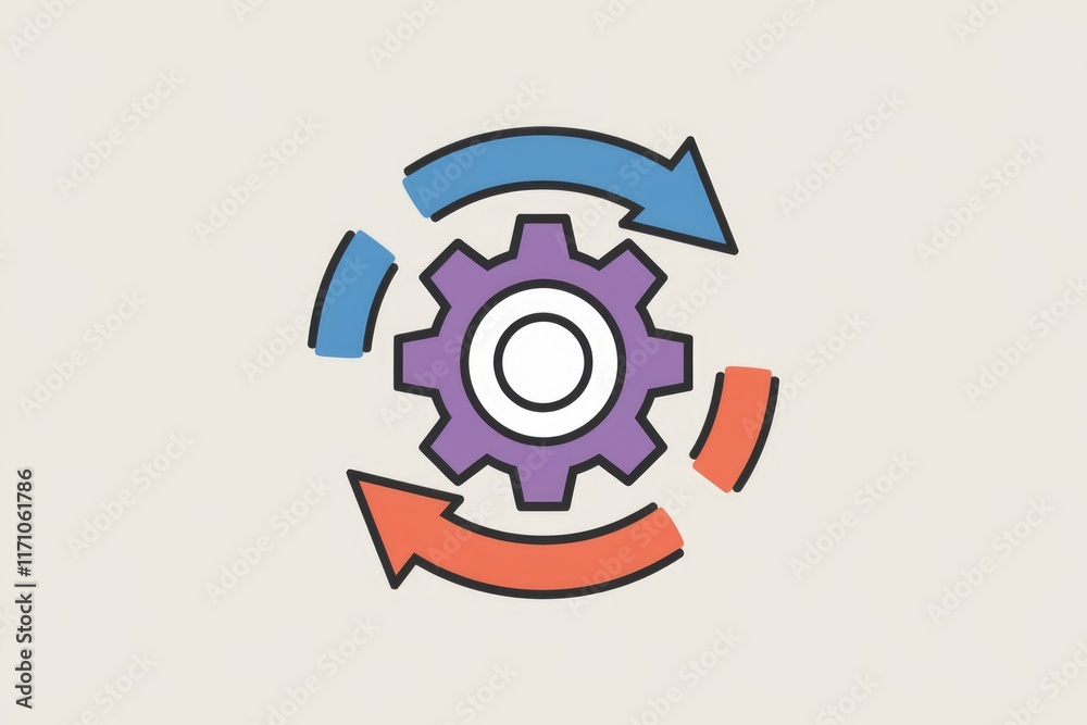 Poster A gear surrounded by arrows, symbolizing continuous process and workflow optimization.
