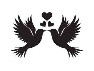 Love birds icon silhouette vector illustration, symbolizing love. Valentine's Day or romantic themed designs.