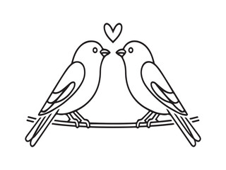 Love birds icon line art illustration,  symbolizing love and romance. Valentine's Day or romantic themed designs.