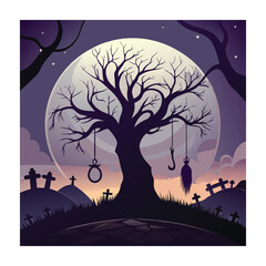 Horror tree vector illustration. Halloween background