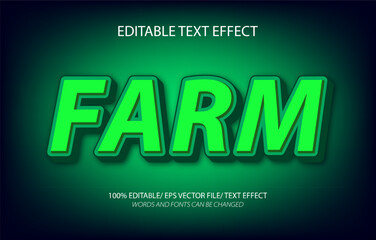 Farm editable text effect, 3D editable text template.	