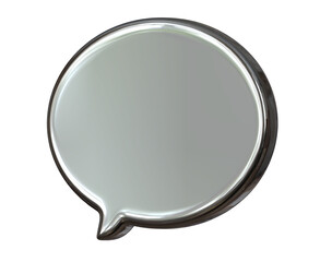 Metal speech bubble 3d on png transparent background.