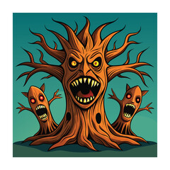 Horror tree vector illustration. Halloween background