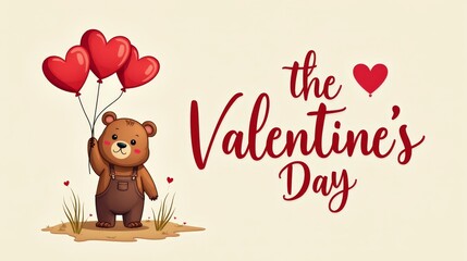 Fototapeta premium Valentine's day greeting card with cute animal, Valentine's illustration