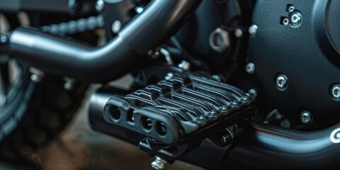 Fototapeta premium Close-up of a motorcycle component, showcasing details and craftsmanship.