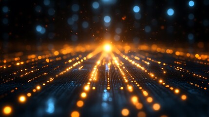 Obraz premium Abstract Orange and Blue Light Trails Converging
