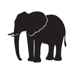 Elephant silhouette vector with white background