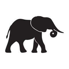 Elephant silhouette vector with white background