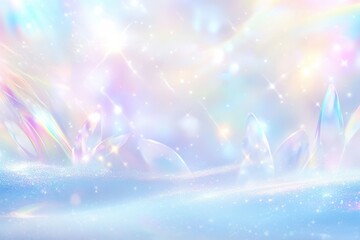 light blue and white pastel bokeh background with sparkling elements creates dreamy atmosphere. soft colors and shimmering details evoke sense of tranquility and wonder