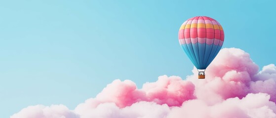 Fototapeta premium Hot air balloon adventure sky photography colorful clouds aerial view dreamlike experience