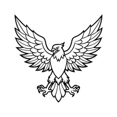 Obraz premium Flying Eagle Line Drawing with Sharp and Bold Features