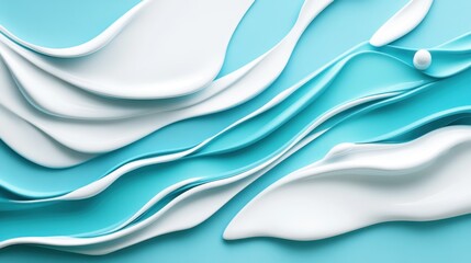 Obraz premium Abstract waves of white and blue create a soothing, fluid design.