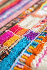 Colorful textile patterns showcase intricate craftsmanship and v