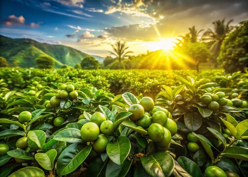 Panoramic View of Lush Green Tinda Plants in a Field