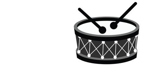 Cute cartoon hand drawn vector drum icon silhouette.