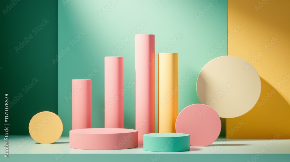 Leinwandbilder an engaging d bar graph illustrating market trends, with detailed textures on the bars and a gradien
