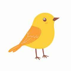 Cute cartoon bird on a branch with yellow leaves.