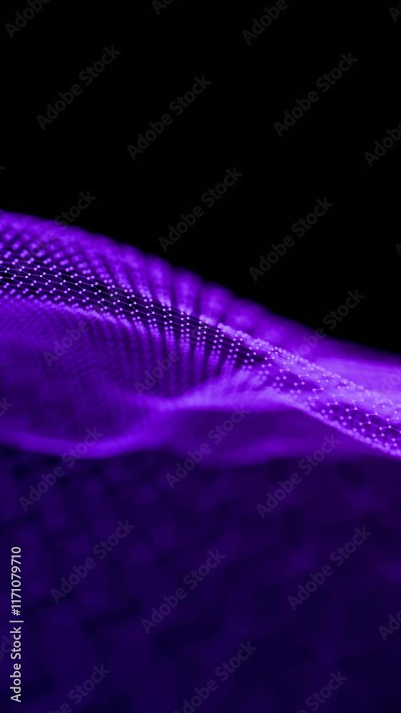 Aufkleber hexagonal grid with flowing blue abstract mesh on black background