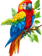 Fototapeta premium Festive Amazon Bird, Nature, Amazon, Forest, Art, Image, with Transparent Background PNG, for Stickers, T-Shirt Print, Cap, Mug, Flip Flops, Mousepad, Transparent PNG