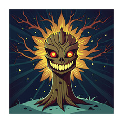 Horror tree vector illustration. Halloween, creepy tree graphic