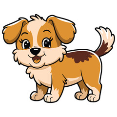 Happy Cartoon Dog with Big Eyes