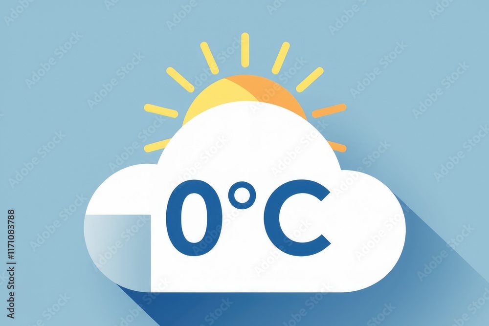 Poster partly cloudy weather with a temperature of 0 degrees celsius.