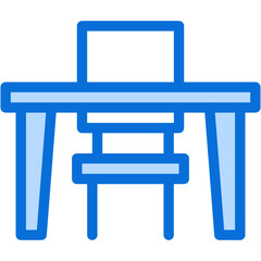 Vector Icon Desk Chair, School Desk, Studying, Chair, Room