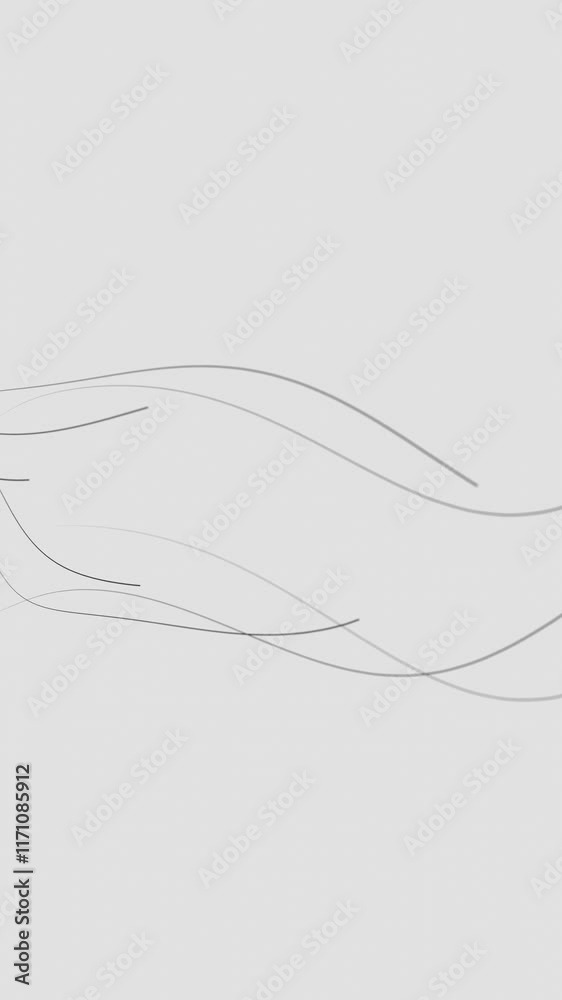Aufkleber minimalist abstract flowing lines on white background