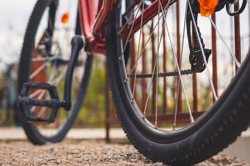 A close-up of a bicycle