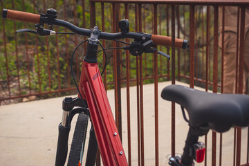 A close-up of a bicycle