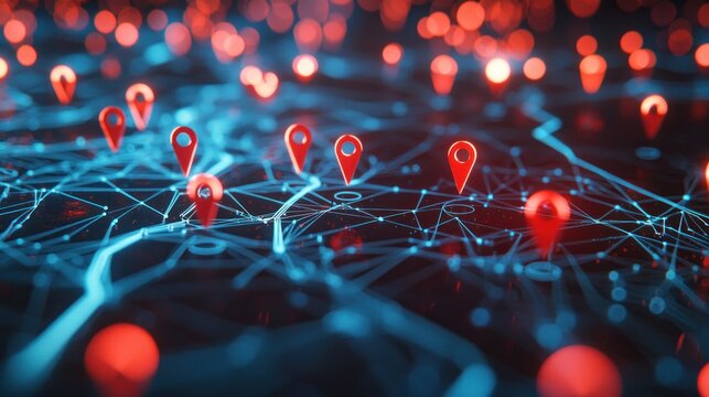 Global Network Map: Visualization of interconnected locations and data flow