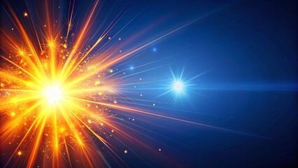 Obraz premium Radiant Orange Spark Abstract Background - Blue Digital Art Stock Photo