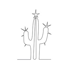 Cactus continuous single line art outline Vector illustration drawing for home and interior botanical plant concept