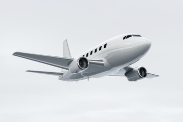 Obraz premium A sleek, white passenger airplane in flight, showcasing its modern design and powerful engines.