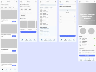 Quiz, Test, Quizzer, Knowledge, Questionnaire Competition & Trivia Game App Ui Kit Template