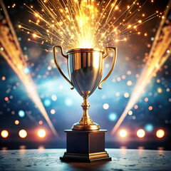 the winners cup in the studio illuminated by brig