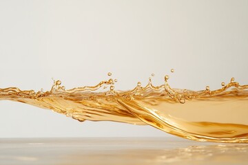 Dynamic splash of golden liquid creates vibrant motion against s