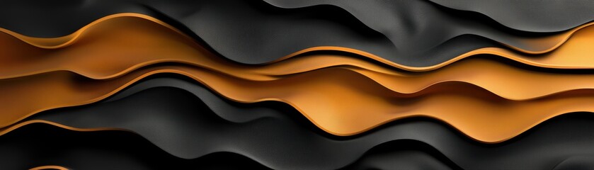 Fototapeta premium Dynamic interplay of black and orange waves in a modern abstract pattern design, creating visually captivating highenergy visual.