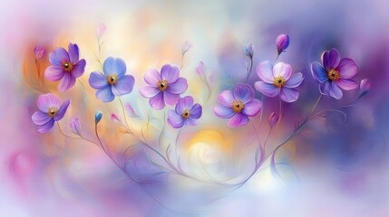 Dreamy Pastel Flowers A Soft and Ethereal Abstract Floral Painting with Swirling Petals