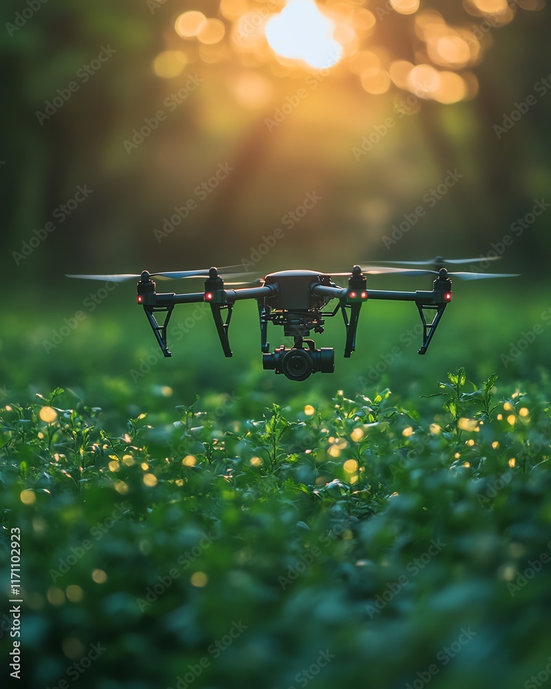 Aufkleber Concept of smart agriculture with advanced technology solutions, drones, sensors, automated farming systems for food production, highresolution, 4K quality