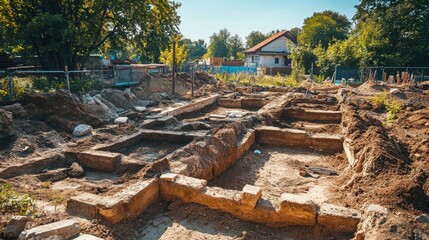 archaeological dig site with trenches