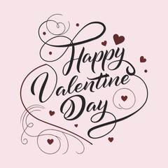 Happy Valentine's Day Typography with Floral Border Design