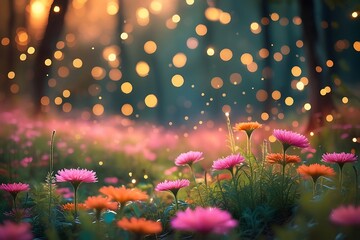 enchanting beauty of a sunlit forest bursting with life and vibrant co