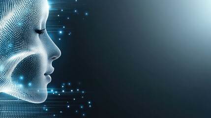 Abstract futuristic background combines blue glowing hexagons with a DNA helix, showcasing technology and science in a modern design