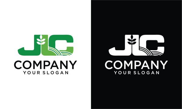 Creative JLC  Letter Monogram with nature plant Logo  Design