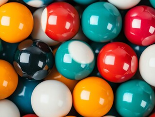 Colorful billiard balls close-up