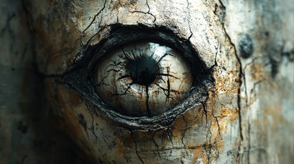 A close up of a creepy eye with a dark, twisted look